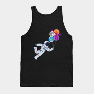 Flying Astronaut With Planet Balloons Tank Top